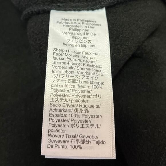 J.Crew Black Faux Shearling Teddy Sherpa Fleece Button Down  Sweater Jacket Sz L - Picture 4 of 4